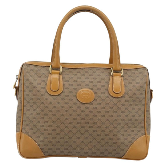 GUCCI Micro GG Hand Bag PVC Leather Beige Gold 002 084 0167 Auth ar14040