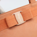 Salvatore Ferragamo Vala Hand Bag Suede Orange Auth ar14048-14