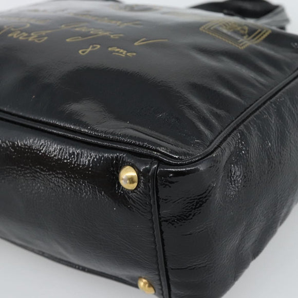 SAINT LAURENT Hand Bag Patent Black Gold 197699 Auth ar14049A