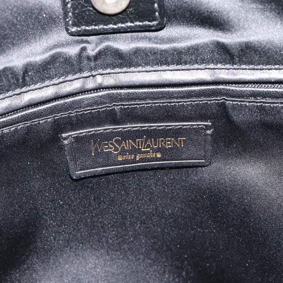 SAINT LAURENT Hand Bag Patent Black Gold 197699 Auth ar14049A