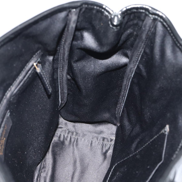 SAINT LAURENT Hand Bag Patent Black Gold 197699 Auth ar14049A