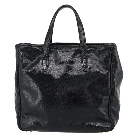 SAINT LAURENT Hand Bag Patent Black Gold 197699 Auth ar14049A
