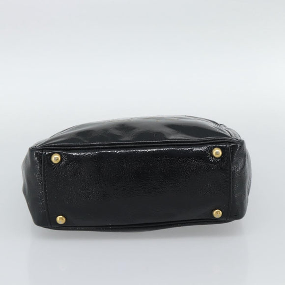 SAINT LAURENT Hand Bag Patent Black Gold 197699 Auth ar14049A