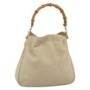 GUCCI Bamboo Hand Bag Leather Beige Gold 001 1638 Auth ar14051-1