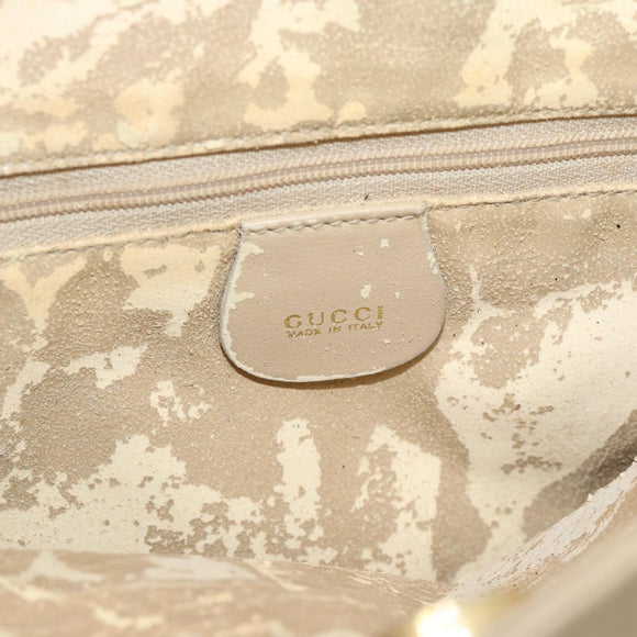 GUCCI Bamboo Hand Bag Leather Beige Gold 001 1638 Auth ar14051