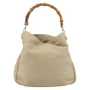 GUCCI Bamboo Hand Bag Leather Beige Gold 001 1638 Auth ar14051-3