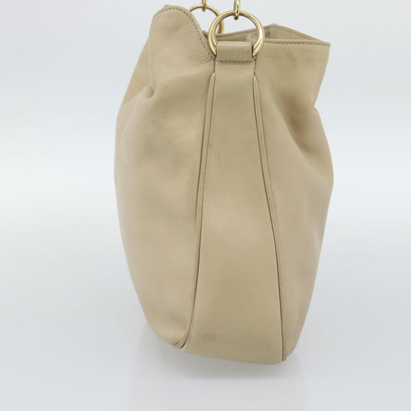 GUCCI Bamboo Hand Bag Leather Beige Gold 001 1638 Auth ar14051