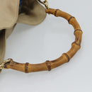 GUCCI Bamboo Hand Bag Leather Beige Gold 001 1638 Auth ar14051-7