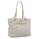 PRADA Chain Tote Bag Nylon Gray Gold Auth ar14053V-1
