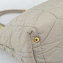 PRADA Chain Tote Bag Nylon Gray Gold Auth ar14053V-14