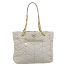 PRADA Chain Tote Bag Nylon Gray Gold Auth ar14053V-13