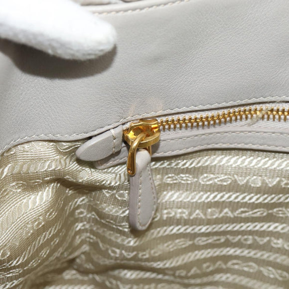 PRADA Chain Tote Bag Nylon Gray Gold Auth ar14053V