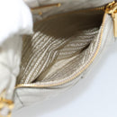 PRADA Chain Tote Bag Nylon Gray Gold Auth ar14053V-23
