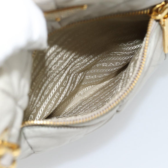 PRADA Chain Tote Bag Nylon Gray Gold Auth ar14053V