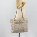 PRADA Chain Tote Bag Nylon Gray Gold Auth ar14053V-24