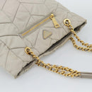 PRADA Chain Tote Bag Nylon Gray Gold Auth ar14053V-6
