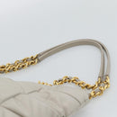 PRADA Chain Tote Bag Nylon Gray Gold Auth ar14053V-8
