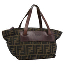 FENDI Zucca Canvas Hand Bag Brown Auth ar14054-1