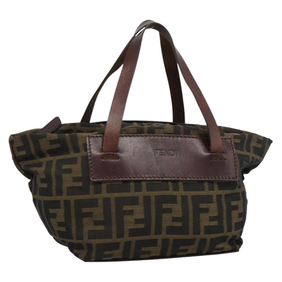 FENDI Zucca Canvas Hand Bag Brown Auth ar14054