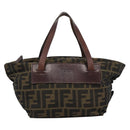FENDI Zucca Canvas Hand Bag Brown Auth ar14054-13
