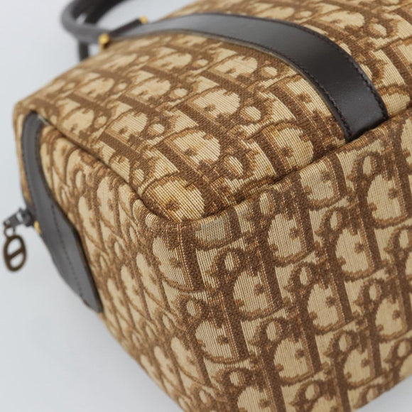 Christian Dior Trotter Canvas Hand Bag Brown Gold Auth ar14057A