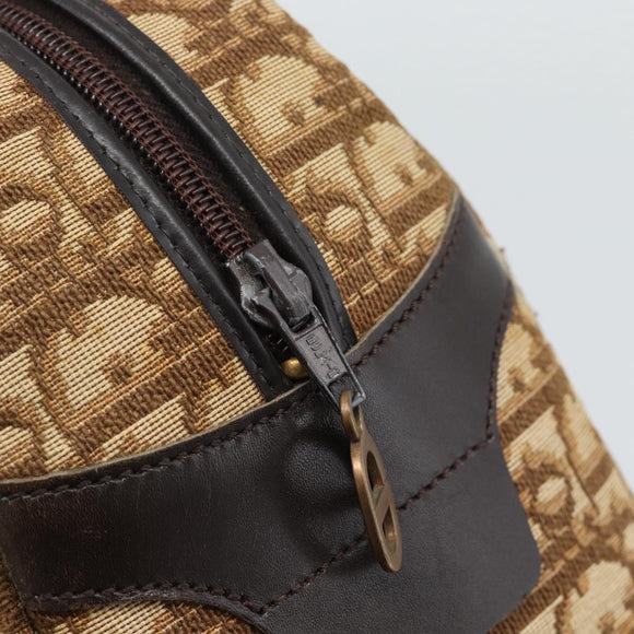 Christian Dior Trotter Canvas Hand Bag Brown Gold Auth ar14057A