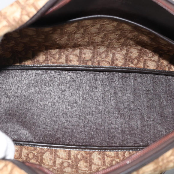 Christian Dior Trotter Canvas Hand Bag Brown Gold Auth ar14057A