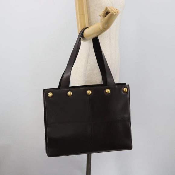 Salvatore Ferragamo Tote Bag Leather Brown Gold Auth ar14058