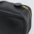 CHANEL COCO Mark Vanity Cosmetic Pouch Caviar Skin Black Gold CC Auth ar14059-16