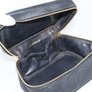 CHANEL COCO Mark Vanity Cosmetic Pouch Caviar Skin Black Gold CC Auth ar14059-10