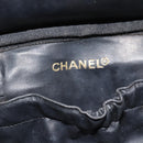 CHANEL COCO Mark Vanity Cosmetic Pouch Caviar Skin Black Gold CC Auth ar14059-19