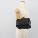 CHANEL COCO Mark Vanity Cosmetic Pouch Caviar Skin Black Gold CC Auth ar14059-23