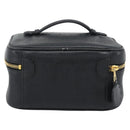 CHANEL COCO Mark Vanity Cosmetic Pouch Caviar Skin Black Gold CC Auth ar14059-2