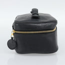 CHANEL COCO Mark Vanity Cosmetic Pouch Caviar Skin Black Gold CC Auth ar14059-3