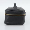 CHANEL COCO Mark Vanity Cosmetic Pouch Caviar Skin Black Gold CC Auth ar14059-4