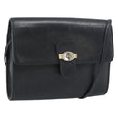 Christian Dior Shoulder Bag Leather Black Gold Auth ar14060-1