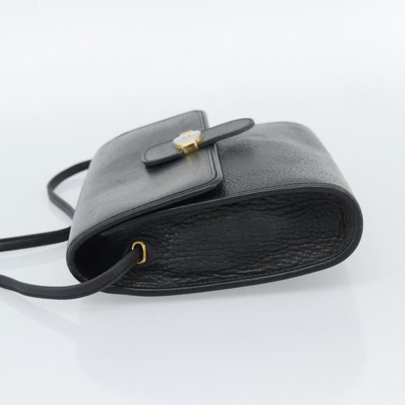 Christian Dior Shoulder Bag Leather Black Gold Auth ar14060