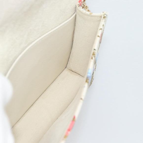 Christian Dior Chain Shoulder Bag Leather White Gold Auth ar14061SM