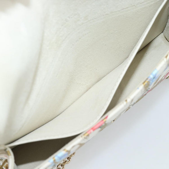 Christian Dior Chain Shoulder Bag Leather White Gold Auth ar14061SM