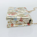 Christian Dior Chain Shoulder Bag Leather White Gold Auth ar14061SM-5