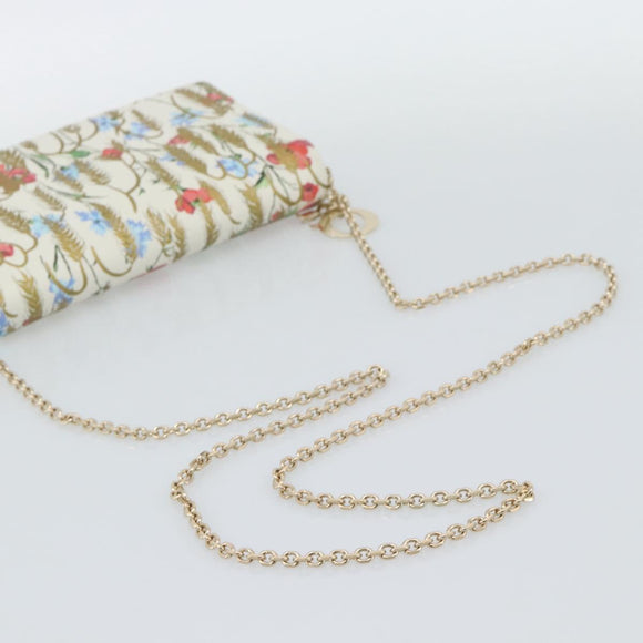 Christian Dior Chain Shoulder Bag Leather White Gold Auth ar14061SM