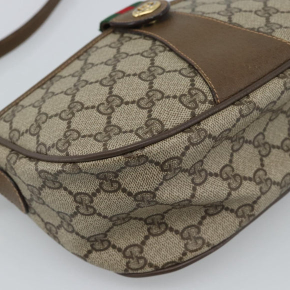 GUCCI GG Supreme Shoulder Bag PVC Leather Beige Gold 89 02 032 Auth ar14062