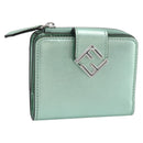 FENDI Compact Wallet Leather Green Silver 8M0490 Auth ar14064M-1