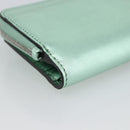FENDI Compact Wallet Leather Green Silver 8M0490 Auth ar14064M-16