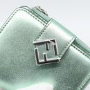 FENDI Compact Wallet Leather Green Silver 8M0490 Auth ar14064M-18