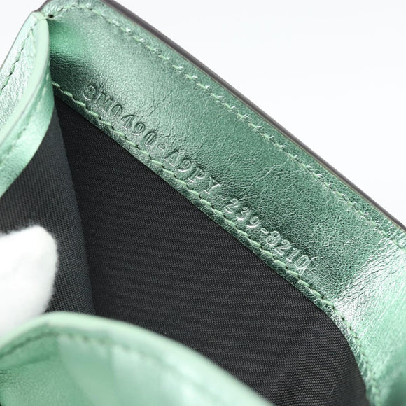 FENDI Compact Wallet Leather Green Silver 8M0490 Auth ar14064M