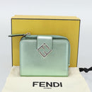 FENDI Compact Wallet Leather Green Silver 8M0490 Auth ar14064M-12
