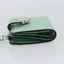 FENDI Compact Wallet Leather Green Silver 8M0490 Auth ar14064M-3