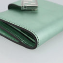 FENDI Compact Wallet Leather Green Silver 8M0490 Auth ar14064M-14