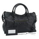 BALENCIAGA The City Hand Bag Leather Black 115748 Auth ar14069-1